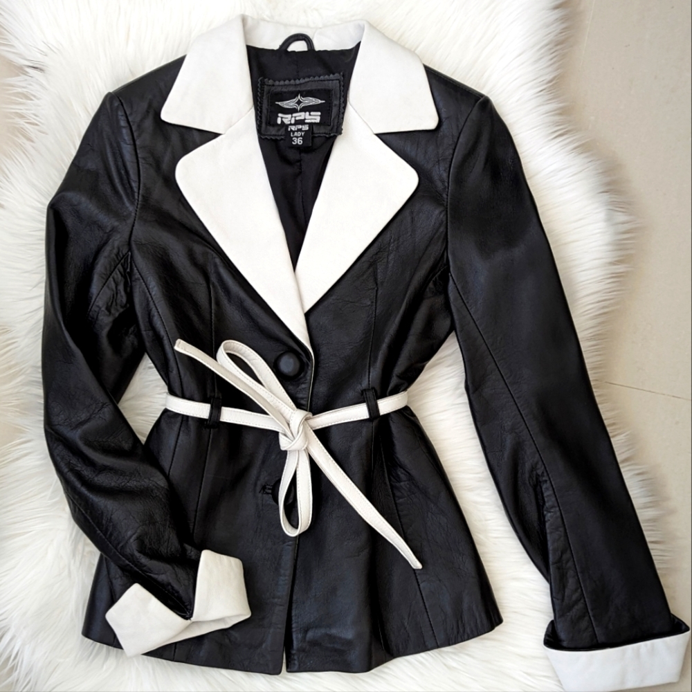 Lambskin Leather Fitted Blazer